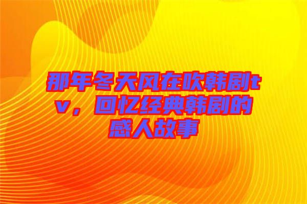 那年冬天風(fēng)在吹韓劇tv，回憶經(jīng)典韓劇的感人故事