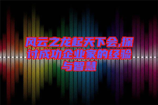 風云之龍起天下會,探討成功企業(yè)家的經(jīng)驗與智慧