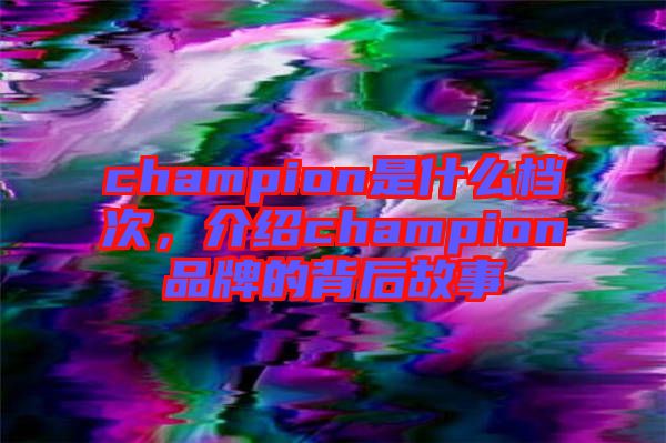 champion是什么檔次，介紹champion品牌的背后故事