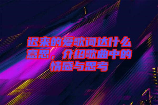 遲來的愛歌詞達什么意思，介紹歌曲中的情感與思考