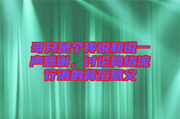 哥只是個(gè)傳說和說一聲感謝，討論網(wǎng)絡(luò)流行語的背后意義