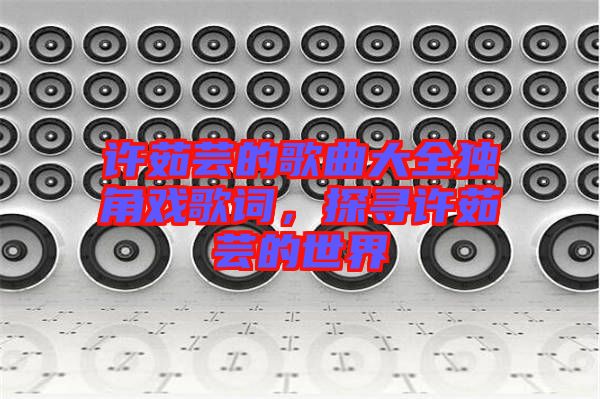 許茹蕓的歌曲大全獨角戲歌詞，探尋許茹蕓的世界