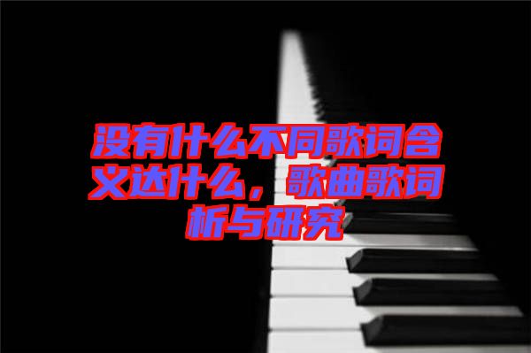 沒有什么不同歌詞含義達(dá)什么，歌曲歌詞析與研究