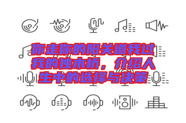 你走你的陽關道我過我的獨木橋，介紹人生中的選擇與決策