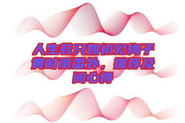 人生若只如初見梅子黃時(shí)雨番外，推薦及閱心得