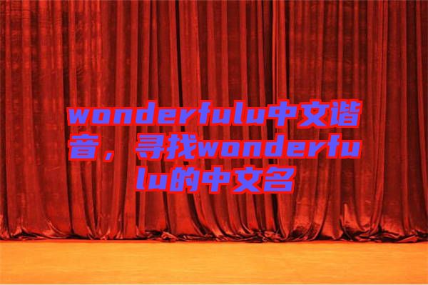 wonderfulu中文諧音，尋找wonderfulu的中文名