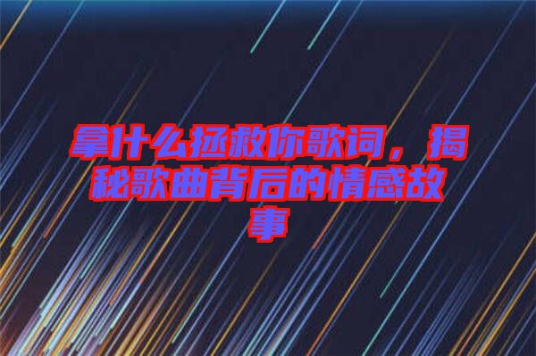 拿什么拯救你歌詞，揭秘歌曲背后的情感故事