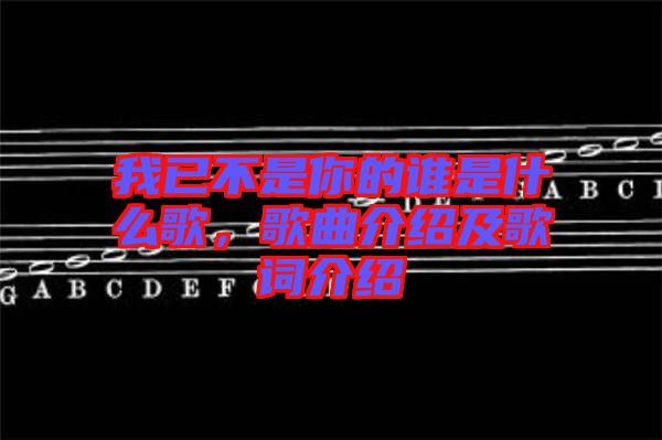 我已不是你的誰是什么歌，歌曲介紹及歌詞介紹