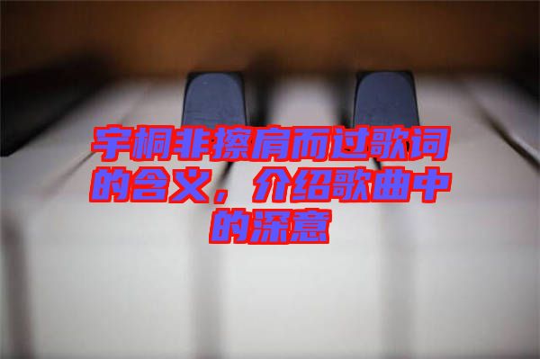 宇桐非擦肩而過歌詞的含義，介紹歌曲中的深意