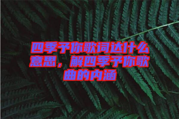 四季予你歌詞達(dá)什么意思，解四季予你歌曲的內(nèi)涵