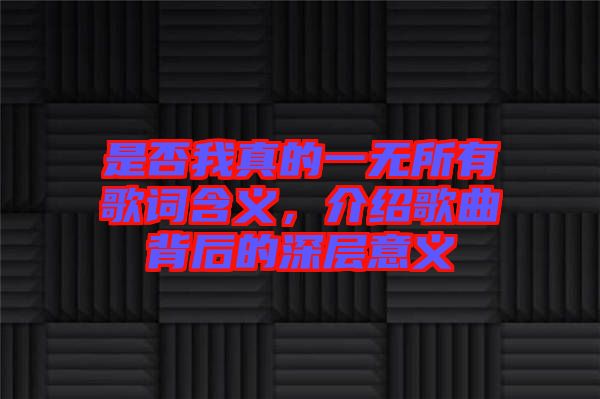 是否我真的一無所有歌詞含義，介紹歌曲背后的深層意義