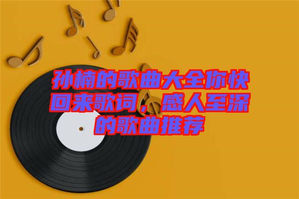 孫楠的歌曲大全你快回來歌詞，感人至深的歌曲推薦