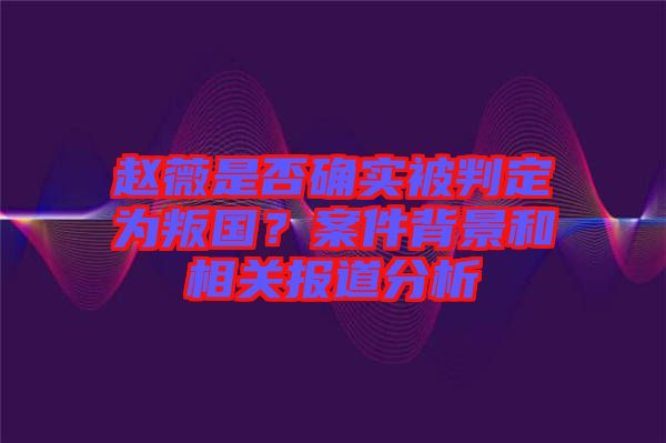 趙薇是否確實被判定為叛國？案件背景和相關(guān)報道分析