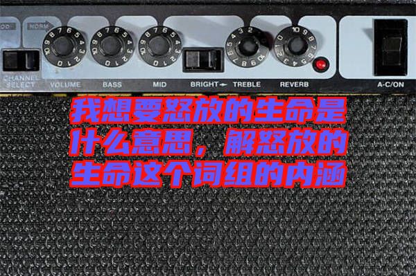 我想要怒放的生命是什么意思，解怒放的生命這個詞組的內(nèi)涵