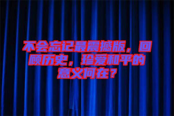 不會(huì)忘記最震撼版，回顧歷史，珍愛和平的意義何在？