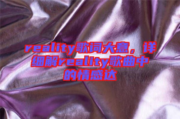 reality歌詞大意，詳細解reality歌曲中的情感達