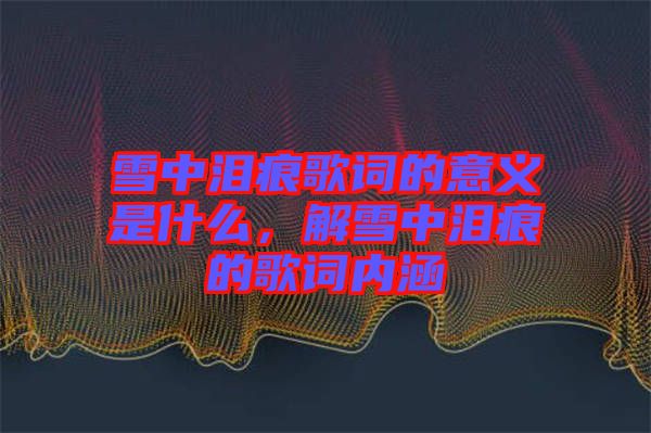 雪中淚痕歌詞的意義是什么，解雪中淚痕的歌詞內(nèi)涵