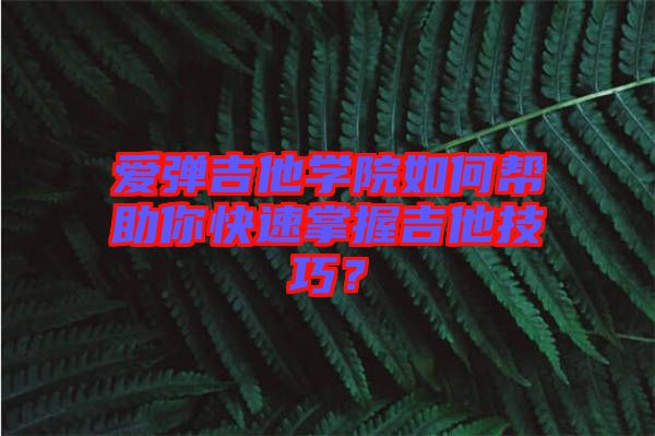 愛彈吉他學(xué)院如何幫助你快速掌握吉他技巧？