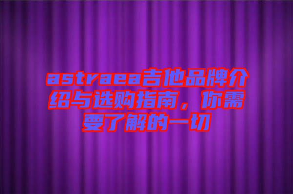 astraea吉他品牌介紹與選購指南，你需要了解的一切