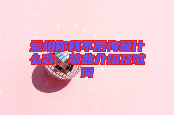 愛給你我不后悔是什么歌，歌曲介紹及歌詞