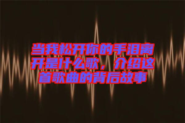 當(dāng)我松開(kāi)你的手淚離開(kāi)是什么歌，介紹這首歌曲的背后故事