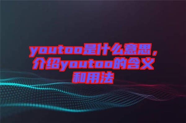 youtoo是什么意思，介紹youtoo的含義和用法