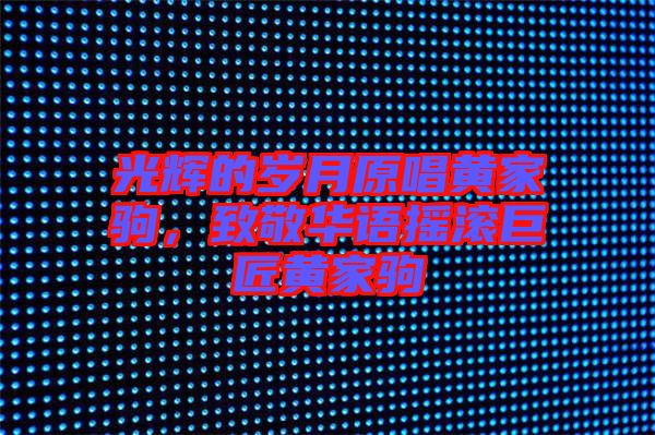 光輝的歲月原唱黃家駒，致敬華語搖滾巨匠黃家駒