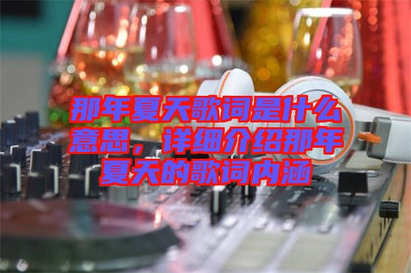 那年夏天歌詞是什么意思，詳細介紹那年夏天的歌詞內(nèi)涵