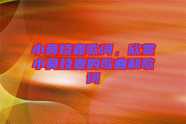 小莫燒麥歌詞，欣賞小莫燒麥的歌曲和歌詞