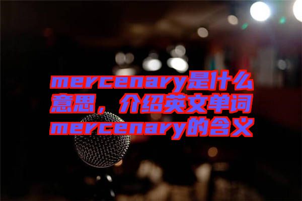 mercenary是什么意思，介紹英文單詞mercenary的含義