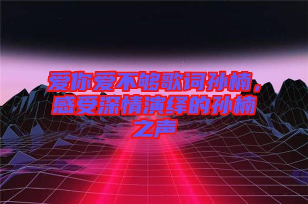 愛你愛不夠歌詞孫楠，感受深情演繹的孫楠之聲