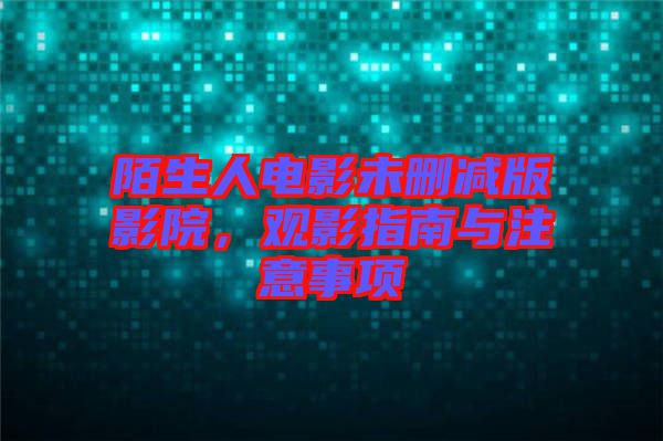 陌生人電影未刪減版影院，觀影指南與注意事項(xiàng)