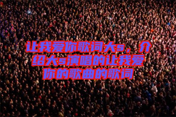 讓我愛你歌詞大s，介紹大s演唱的讓我愛你的歌曲的歌詞