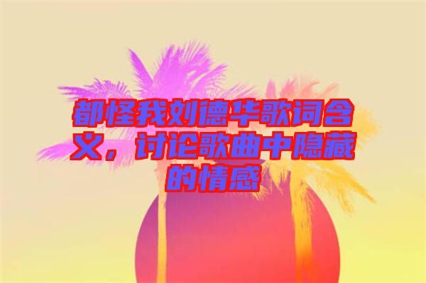 都怪我劉德華歌詞含義，討論歌曲中隱藏的情感