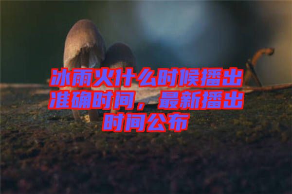 冰雨火什么時(shí)候播出準(zhǔn)確時(shí)間，最新播出時(shí)間公布