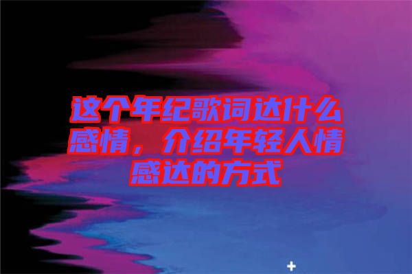 這個年紀歌詞達什么感情，介紹年輕人情感達的方式