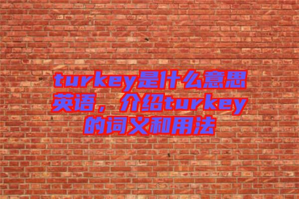 turkey是什么意思英語，介紹turkey的詞義和用法