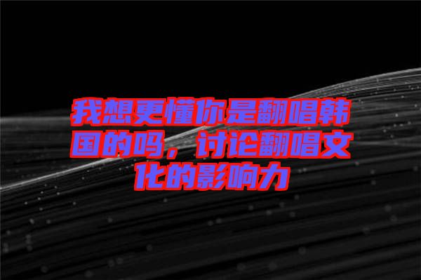 我想更懂你是翻唱韓國(guó)的嗎，討論翻唱文化的影響力