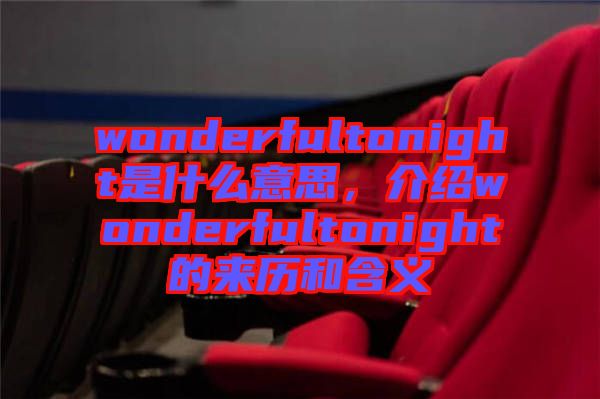 wonderfultonight是什么意思，介紹wonderfultonight的來歷和含義