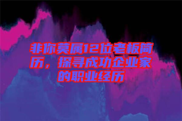 非你莫屬12位老板簡歷，探尋成功企業(yè)家的職業(yè)經(jīng)歷