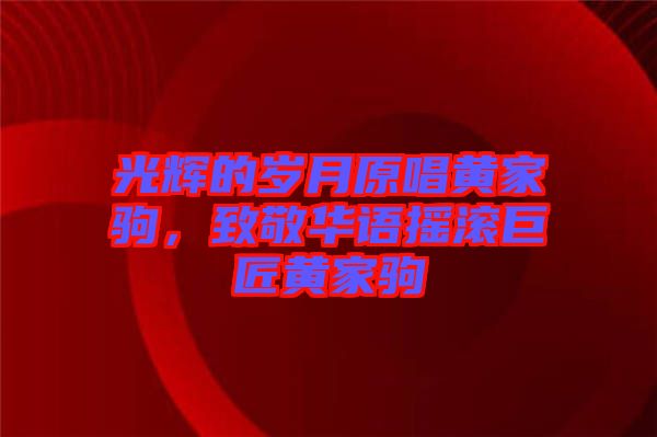 光輝的歲月原唱黃家駒，致敬華語搖滾巨匠黃家駒