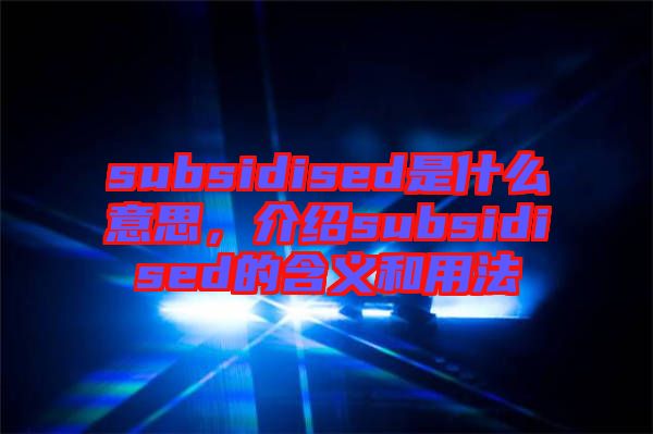 subsidised是什么意思，介紹subsidised的含義和用法