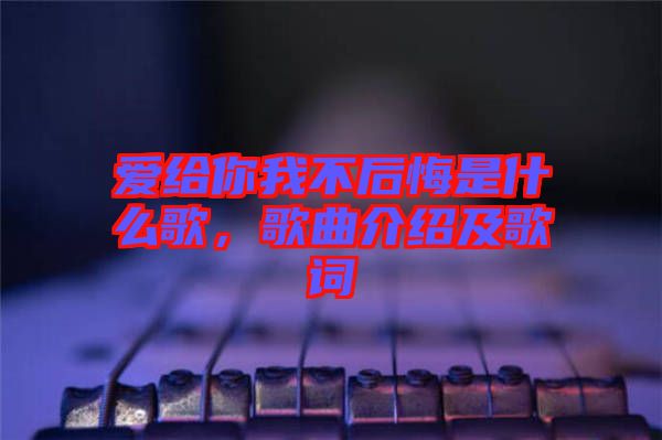 愛給你我不后悔是什么歌，歌曲介紹及歌詞