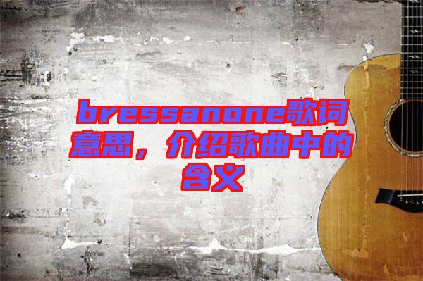 bressanone歌詞意思，介紹歌曲中的含義