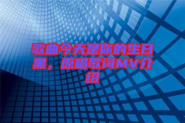 歌曲今天是你的生日黑，原唱歌詞MV介紹