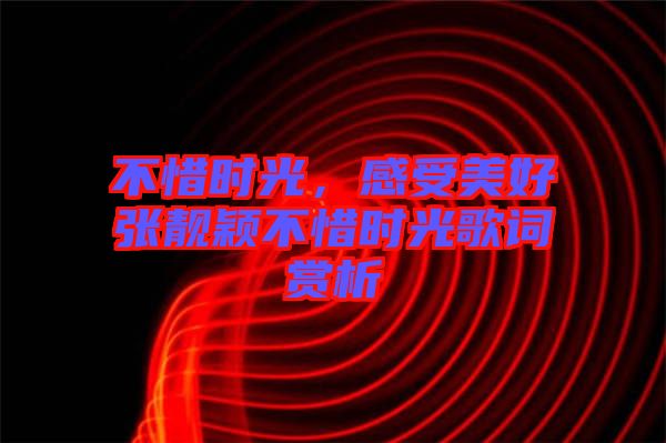 不惜時光，感受美好張靚穎不惜時光歌詞賞析