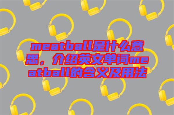 meatball是什么意思，介紹英文單詞meatball的含義及用法