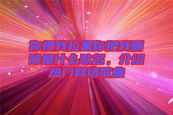 你把我拉黑你把我刪除是什么歌名，介紹熱門網(wǎng)絡(luò)歌曲