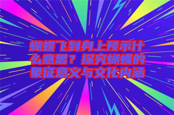 蝴蝶飛到身上預(yù)示什么意思？探究蝴蝶的象征意義與文化內(nèi)涵