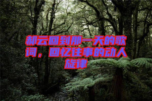 郝云回到那一天的歌詞，回憶往事的動人旋律